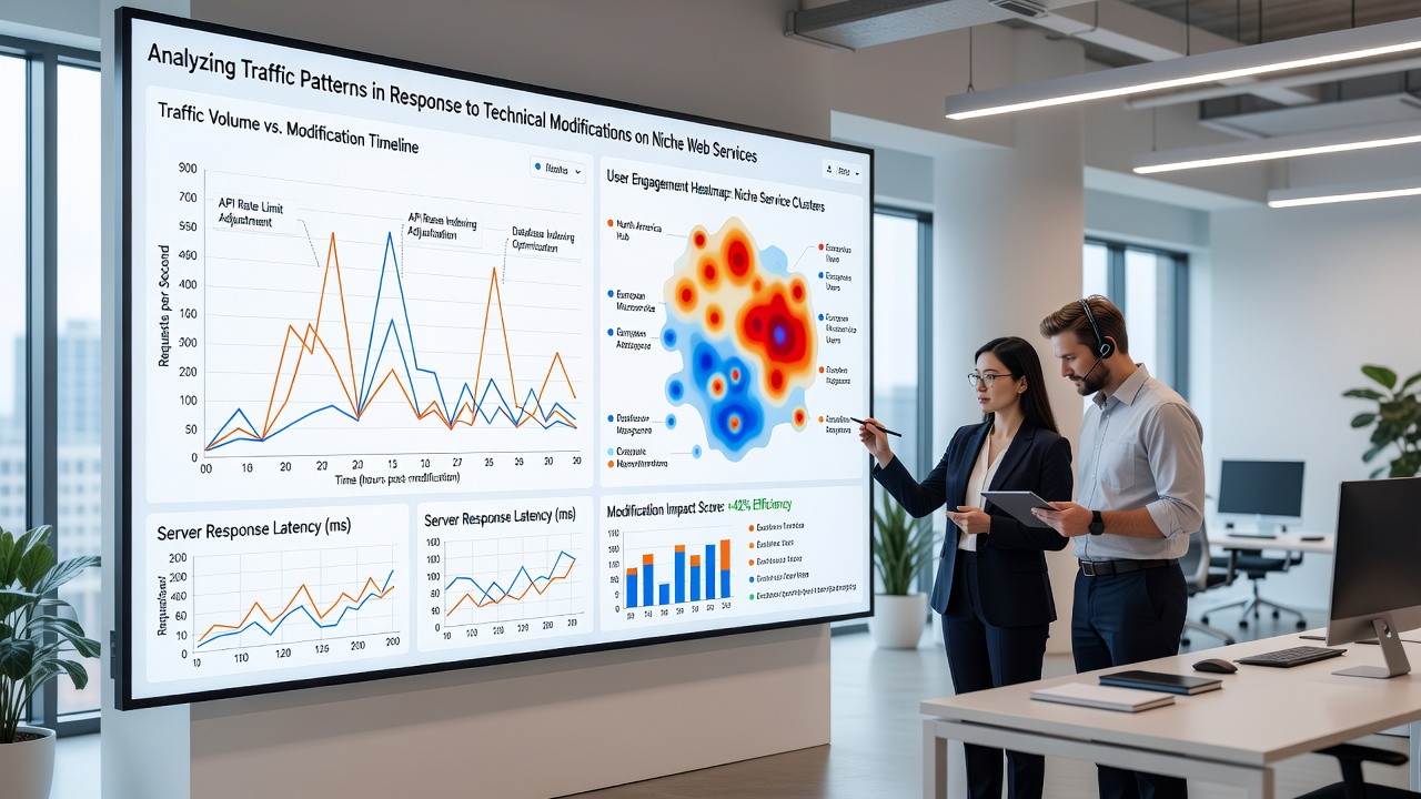 Dashboard view of user engagement metrics post technical adjustments on a specialized web service